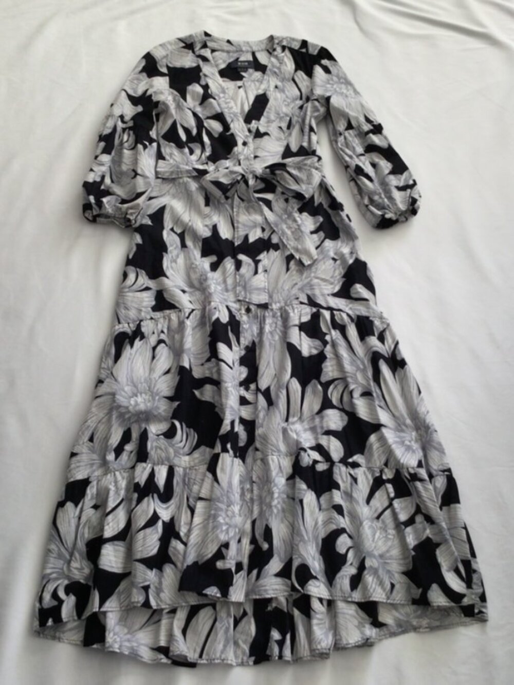 ANTHRO Cotton Maxi Dress Black & White Sz 2
